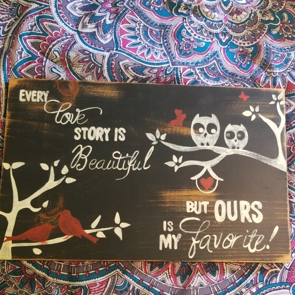 Wooden sign.